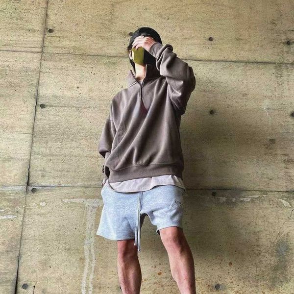 men's hoodies sweatshirts double line high street loose men's and women's half zipper sweater, Black
men's hoodies sweatshirts double line high street loose men's and women's half zipper sweater, Black