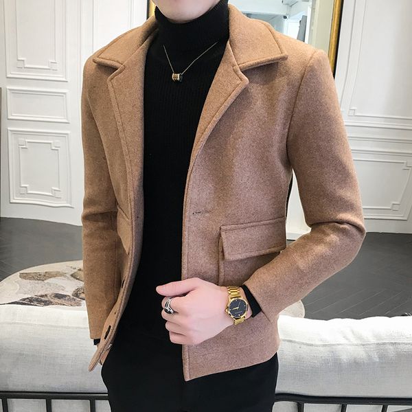 men's wool blends winter solid color woolen jacket casual business trench coat all-match social clothing streetwear overcoat 221123, Black
men's wool blends winter solid color woolen jacket casual business trench coat all-match social clothing streetwear overcoat 221123, Black