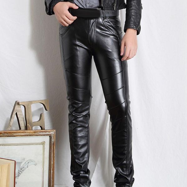 men s pants casual thin breathable tie drawstring long men solid color faux leather multi pockets skinny stage club trouser 221123, Black
men s pants casual thin breathable tie drawstring long men solid color faux leather multi pockets skinny stage club trouser 221123, Black