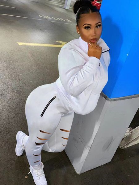women's two piece pants streetwear two 2 piece sets womens outfits autumn clothing solid turtleneck sweatshirt holes pants suits casual, White
women's two piece pants streetwear two 2 piece sets womens outfits autumn clothing solid turtleneck sweatshirt holes pants suits casual, White