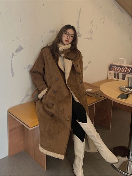women's fur faux herstory women mid-length imitation lambwool coat female winter korean style loose plus velvet thick motorcycle jacket, Black
women's fur faux herstory women mid-length imitation lambwool coat female winter korean style loose plus velvet thick motorcycle jacket, Black