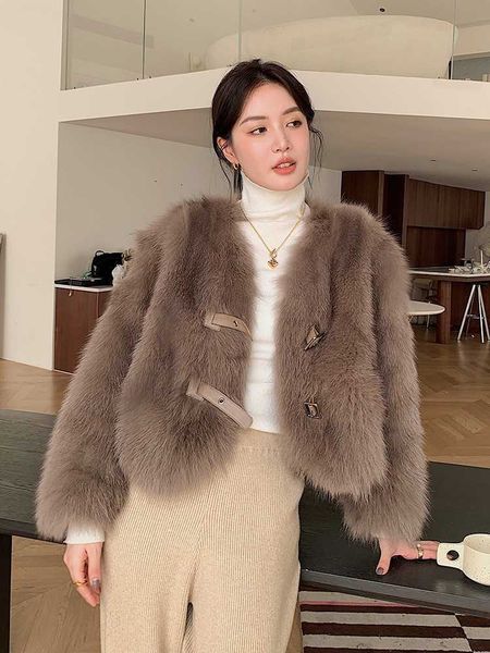 women's wool blends am "full of vitality" new fox fur grass small v-neck fur coat women in autumn and winter, Black
women's wool blends am "full of vitality" new fox fur grass small v-neck fur coat women in autumn and winter, Black