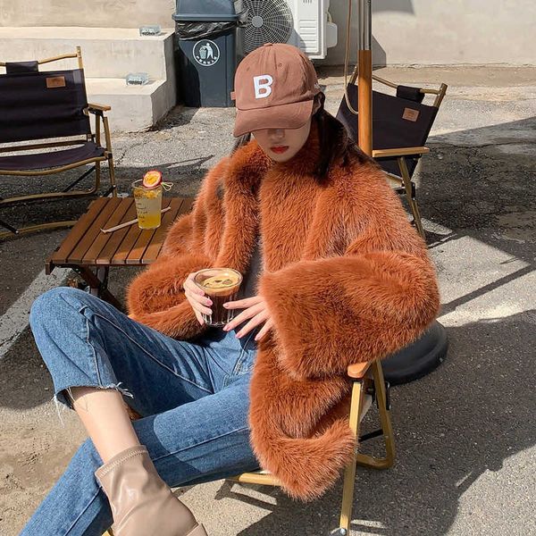 women's wool blends fur women's clothes plush coat tuscan medium and long artificial fur korean fashion imitation fur coat, Black
women's wool blends fur women's clothes plush coat tuscan medium and long artificial fur korean fashion imitation fur coat, Black