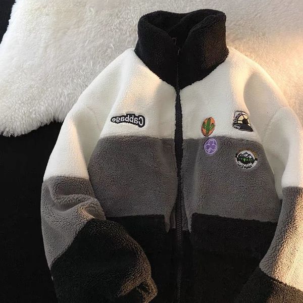 womens jackets harajuku winter stitching contrast color embroidery lamb jacket women brand loose couple collar cotton clothes ins 221122, Black;brown
womens jackets harajuku winter stitching contrast color embroidery lamb jacket women brand loose couple collar cotton clothes ins 221122, Black;brown