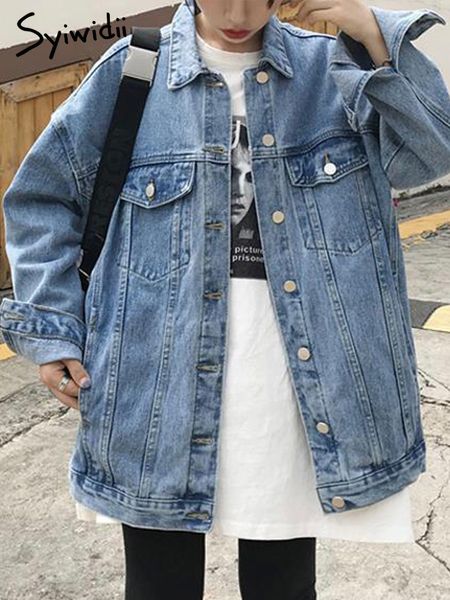 women's jackets syiwidii denim for women jean coat korean fashion oversized button down long sleeve chic outwear with pocket 221122, Black;brown
women's jackets syiwidii denim for women jean coat korean fashion oversized button down long sleeve chic outwear with pocket 221122, Black;brown