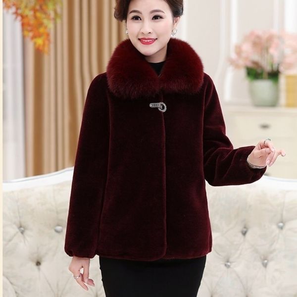 women's fur faux middle aged mother mink coat female winter plus cotton short jacket size fur collar thick outwear warm coats 221123, Black
women's fur faux middle aged mother mink coat female winter plus cotton short jacket size fur collar thick outwear warm coats 221123, Black