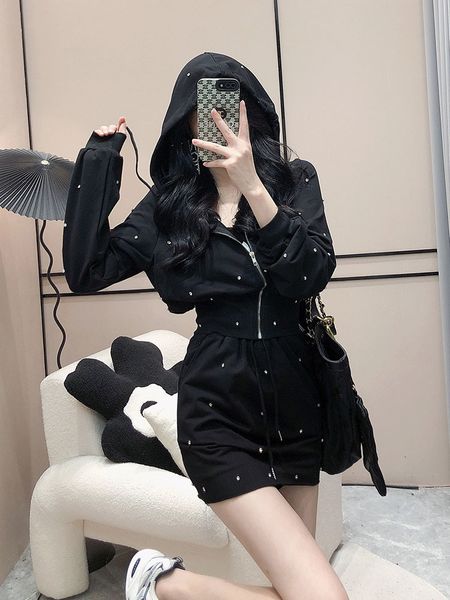 two piece dress korean casual suit women's spring autumn diamondstudded thin hooded sweater coat high waist hip skirt twopiece set 2211, White
two piece dress korean casual suit women's spring autumn diamondstudded thin hooded sweater coat high waist hip skirt twopiece set 2211, White