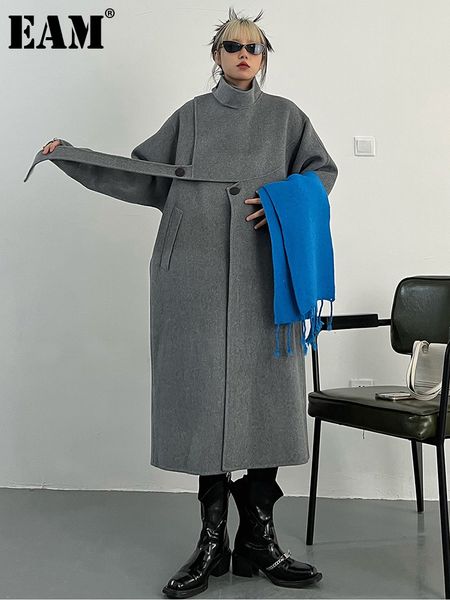 women' blends eam loose fit gray big size long warm ribbon woolen coat parkas sleeve women fashion autumn winter 1df0218 221123, Black
women' blends eam loose fit gray big size long warm ribbon woolen coat parkas sleeve women fashion autumn winter 1df0218 221123, Black
