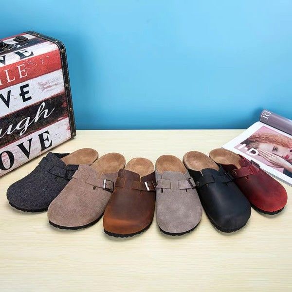new american slippers designer sandals cowhide casual beach shoes outdoor non slip baotou warm thick sole rubber retro classic men's an, Black
new american slippers designer sandals cowhide casual beach shoes outdoor non slip baotou warm thick sole rubber retro classic men's an, Black