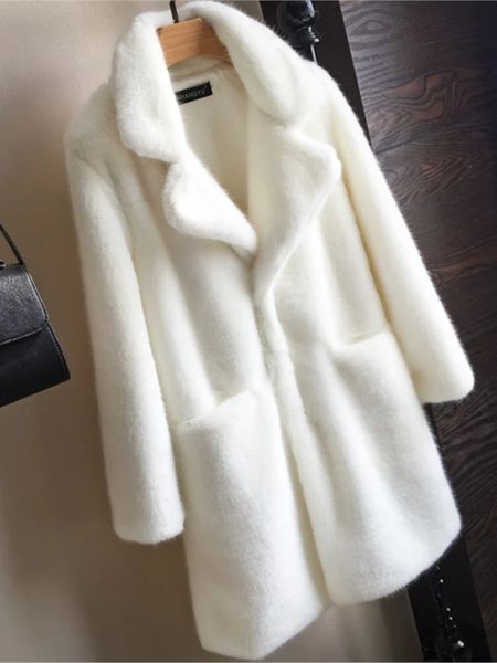 women's fur faux hstar women mink coat solid female turn down collar winter warm fake lady casual jacket 221123, Black
women's fur faux hstar women mink coat solid female turn down collar winter warm fake lady casual jacket 221123, Black