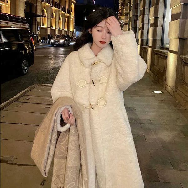 women's wool blends 2022 winter new rabbit fur coat long autumn and winter thickened loose horn button lamb hair coat women, Black
women's wool blends 2022 winter new rabbit fur coat long autumn and winter thickened loose horn button lamb hair coat women, Black