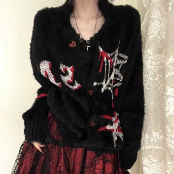 women's knits tees y2k knit cardigan sweater jacket loose men and women street style vintage autumn winter oversized gothic sweater 221, White
women's knits tees y2k knit cardigan sweater jacket loose men and women street style vintage autumn winter oversized gothic sweater 221, White