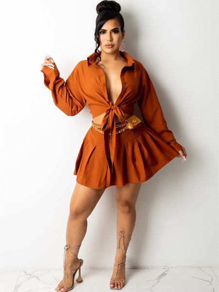 two piece dress fashion set for women skirt sets autumn clothing lace up shirt mini suits vintage 2 outfits 221123, White
two piece dress fashion set for women skirt sets autumn clothing lace up shirt mini suits vintage 2 outfits 221123, White