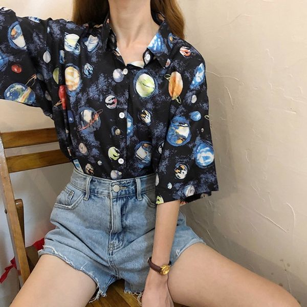 women's jumpsuits rompers retro cartoon planet print blouse shirt summer short sleeve lapel loose casual blouses 221123, Black;white
women's jumpsuits rompers retro cartoon planet print blouse shirt summer short sleeve lapel loose casual blouses 221123, Black;white