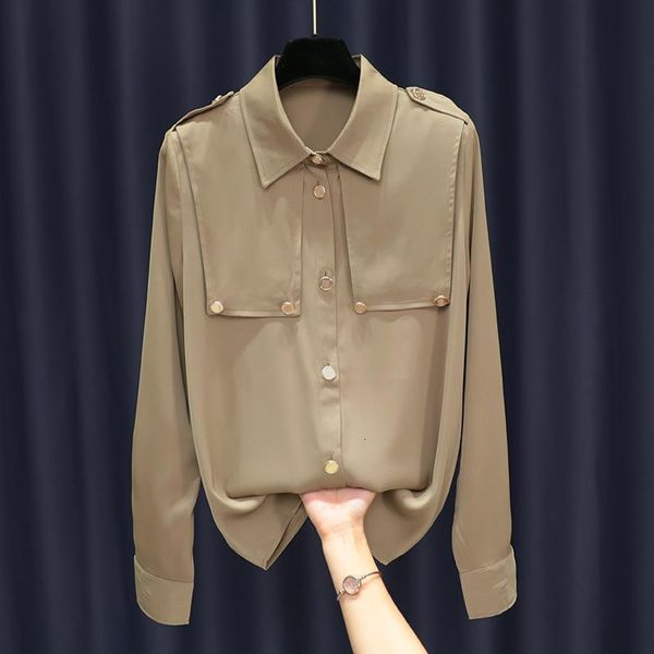 women's blouses shirts spring autumn solid color shirts women buttons design single breasting loose polo collar splice long sleeve kore, White
women's blouses shirts spring autumn solid color shirts women buttons design single breasting loose polo collar splice long sleeve kore, White