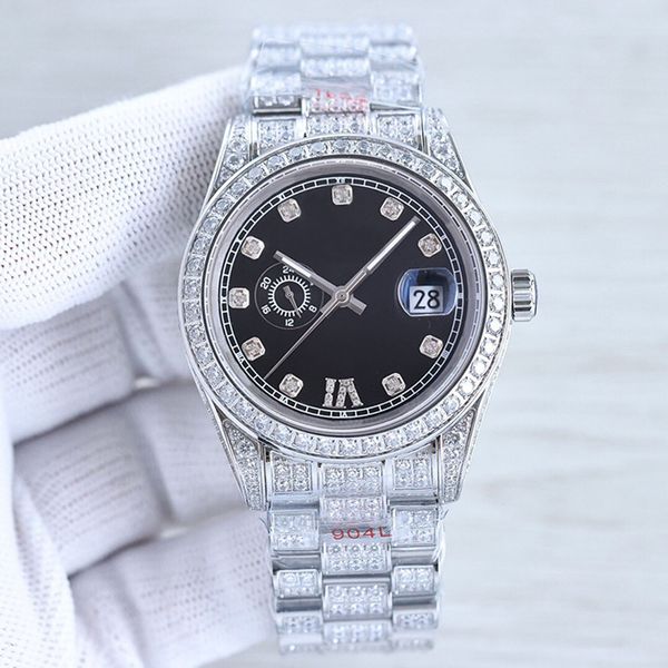 full diamond watch mens automatic mechanical watches 41mm with diamond-studded steel bracelet fashion business wristwatches montre de luxe, Slivery;brown
full diamond watch mens automatic mechanical watches 41mm with diamond-studded steel bracelet fashion business wristwatches montre de luxe, Slivery;brown