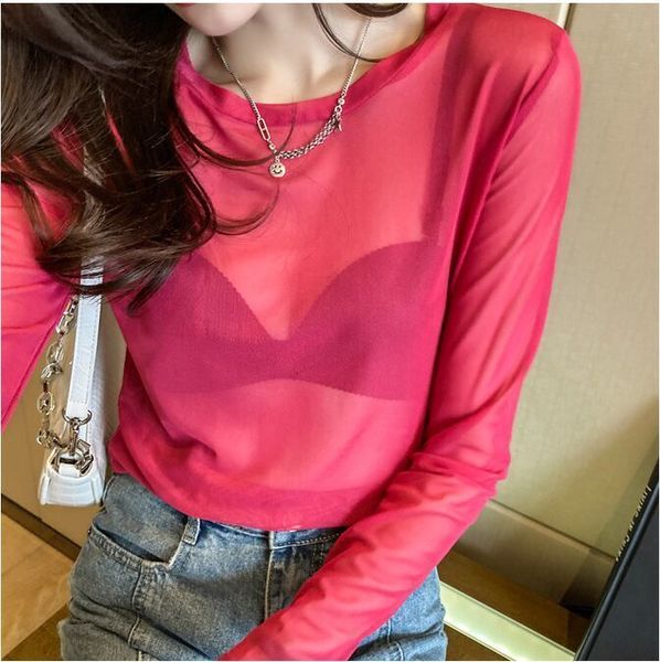 women's tshirt size m3xl girls mesh tshirts tees female transparent full sleeve oneck thin tshirt undershirts women 221124, White
women's tshirt size m3xl girls mesh tshirts tees female transparent full sleeve oneck thin tshirt undershirts women 221124, White