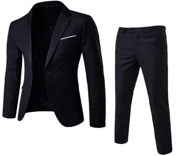 2pcsset plus size men fashion solid color long sleeve lapel slim button business, Black
2pcsset plus size men fashion solid color long sleeve lapel slim button business, Black