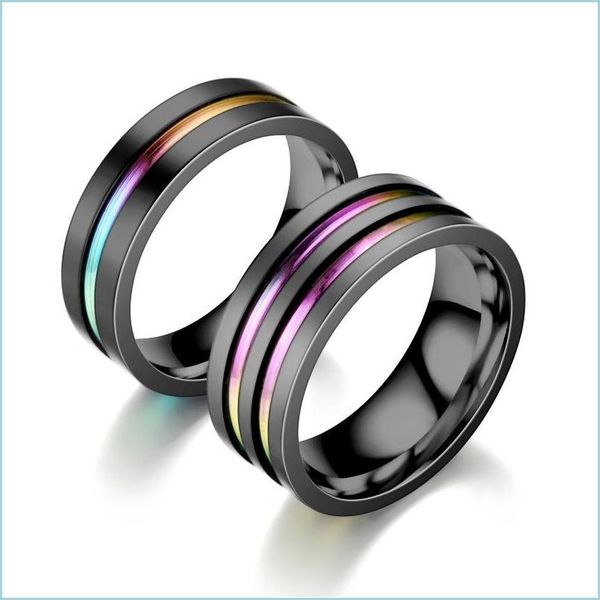band rings stainless steel rainbow ring black groove mens women rings fashion jewelry 080524 drop delivery dh7jq, Silver
band rings stainless steel rainbow ring black groove mens women rings fashion jewelry 080524 drop delivery dh7jq, Silver