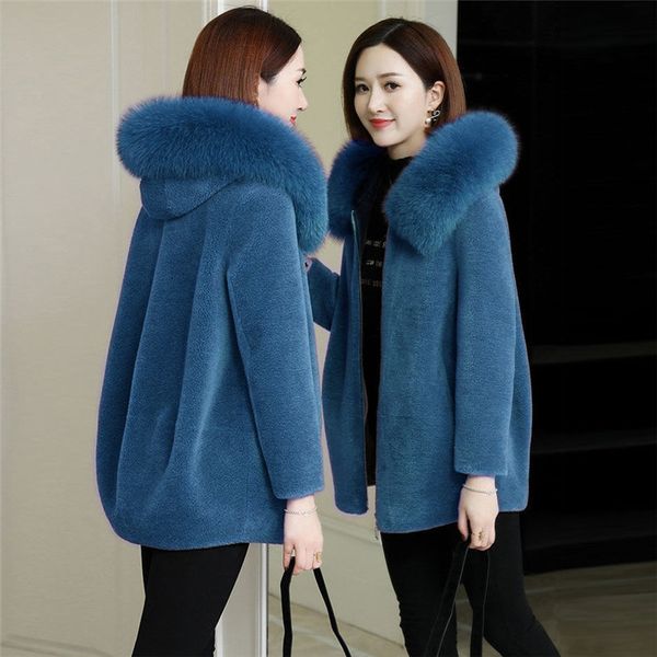 women's fur faux winter jacket collar hooded parkas plus size 5xl korean loose warm coat mother solid short thicken outwear 221123, Black
women's fur faux winter jacket collar hooded parkas plus size 5xl korean loose warm coat mother solid short thicken outwear 221123, Black