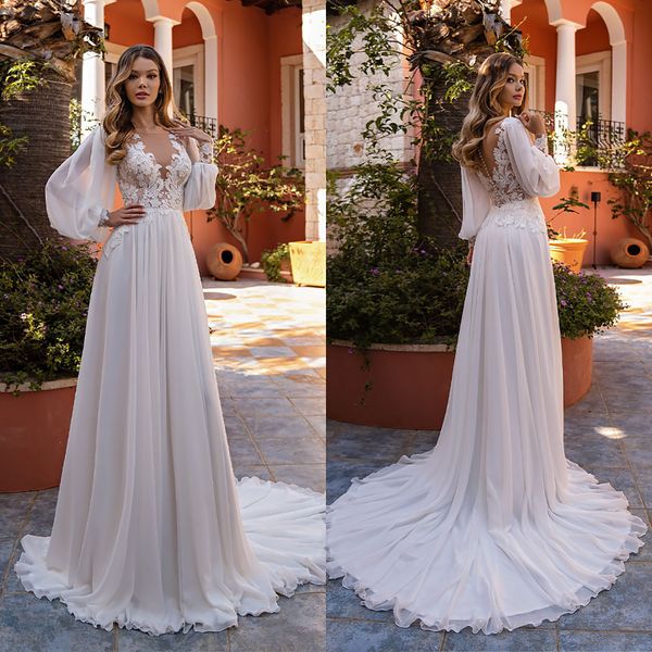 elegant a-line wedding dresses transparent bateau v-neck long tulle sleeves lace layered stain court gown custom made plus size bridal dress, White
elegant a-line wedding dresses transparent bateau v-neck long tulle sleeves lace layered stain court gown custom made plus size bridal dress, White