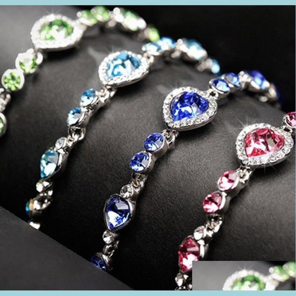 charm bracelets crystal heart of ocean love bracelets wristband bangle cuff for women fashion jewelry gift 162295 drop delivery dhr18, Golden;silver
charm bracelets crystal heart of ocean love bracelets wristband bangle cuff for women fashion jewelry gift 162295 drop delivery dhr18, Golden;silver