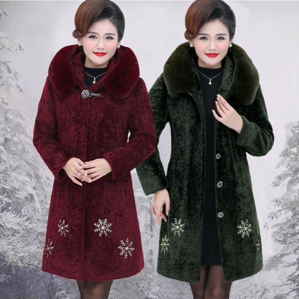 women's fur faux middle aged mother sheep shearing coat women winter jacket female coats mom overcoat 5xl a511 221123, Black
women's fur faux middle aged mother sheep shearing coat women winter jacket female coats mom overcoat 5xl a511 221123, Black