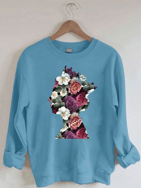 women's hoodies sweatshirts queen of england floral print crew neck sweatshirt 221124, Black
women's hoodies sweatshirts queen of england floral print crew neck sweatshirt 221124, Black