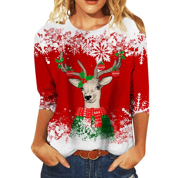 womens round neck medium sleeve 2023 new christmas theme print contrast ladies casual t-shirt, White
womens round neck medium sleeve 2023 new christmas theme print contrast ladies casual t-shirt, White