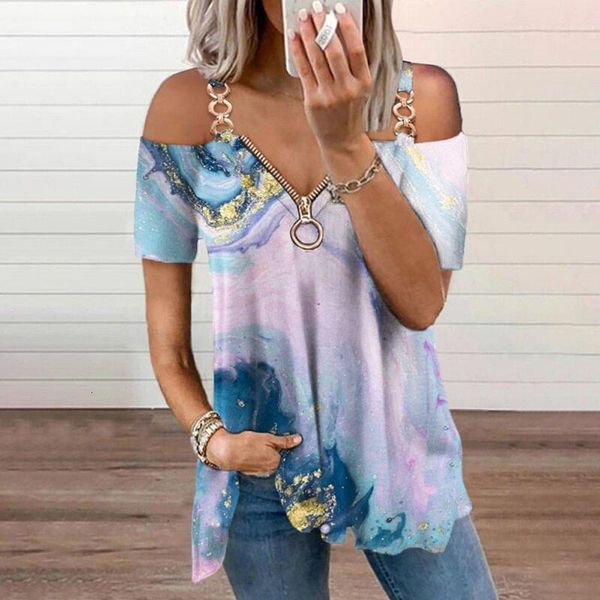 women's tshirt women t shirt printed offtheshoulder solid color loose zipper ladies summer fashion casual comfy female clothing 221124, White
women's tshirt women t shirt printed offtheshoulder solid color loose zipper ladies summer fashion casual comfy female clothing 221124, White
