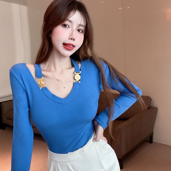 women's tshirt korean chic slim t shirts women's v neck halter long sleeve tees female patchwork tshirt crop 221124, White
women's tshirt korean chic slim t shirts women's v neck halter long sleeve tees female patchwork tshirt crop 221124, White