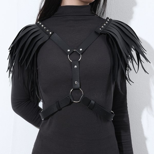 women's tanks multilayer shoulder belt leather with adjustable fringe shoulder strap bindings, White
women's tanks multilayer shoulder belt leather with adjustable fringe shoulder strap bindings, White