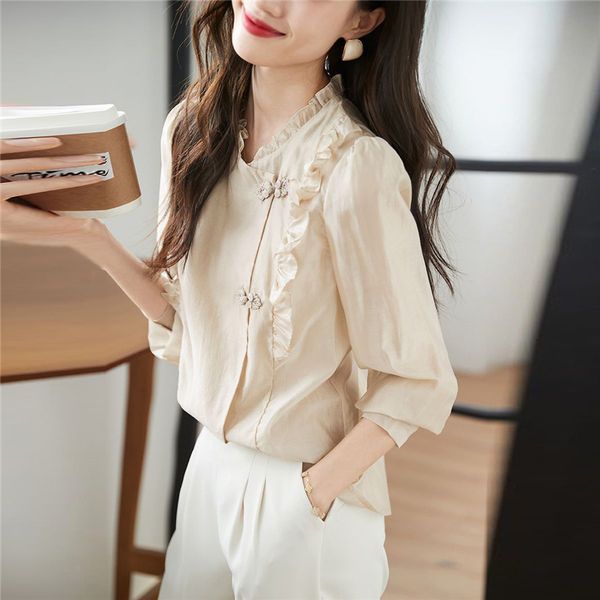 women's blouses shirts vintage chic fashion ruffle long sleeve solid elegant temperament shirts for women spring autumn casual simple b, White
women's blouses shirts vintage chic fashion ruffle long sleeve solid elegant temperament shirts for women spring autumn casual simple b, White