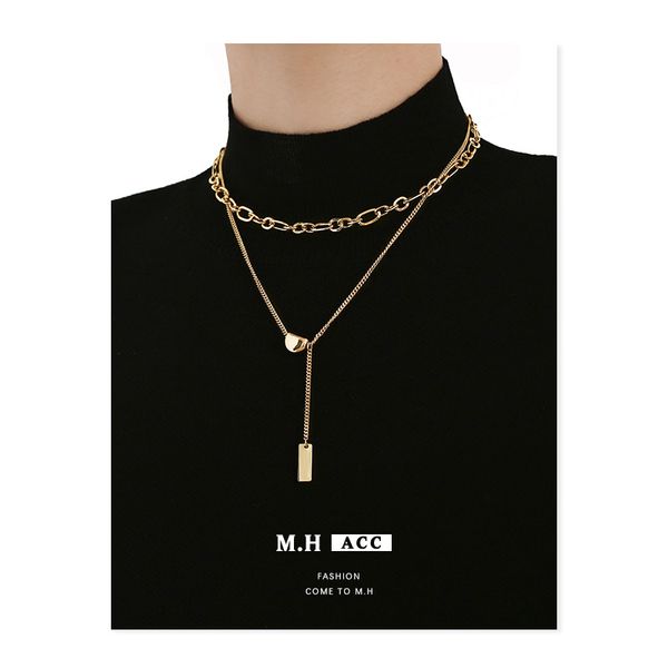 instagram hip hop necklace double neck chain niche design sense square brand pendant women 2022 summer new european and american accessories, Silver
instagram hip hop necklace double neck chain niche design sense square brand pendant women 2022 summer new european and american accessories, Silver