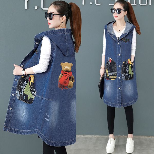 women's vest long denim vest coat spring autumn retro big pocket hooded sleeveless jacket large size female jeans windbreaker waistcoat, Black;white
women's vest long denim vest coat spring autumn retro big pocket hooded sleeveless jacket large size female jeans windbreaker waistcoat, Black;white