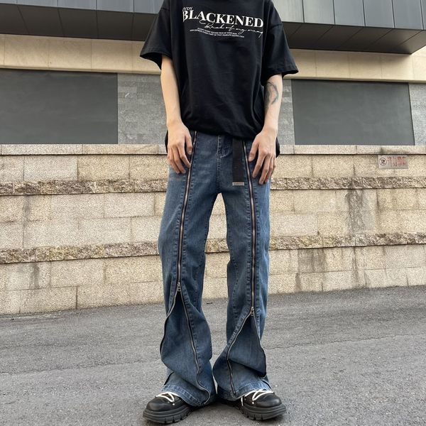 mens jeans american zipper stitching men high street design sense european niche loose all match straight casual micro flare trousers 221123, Blue
mens jeans american zipper stitching men high street design sense european niche loose all match straight casual micro flare trousers 221123, Blue