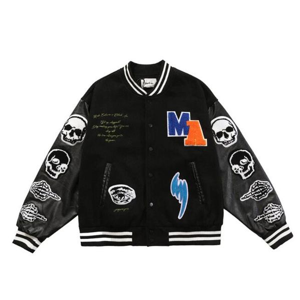 men coats gothic baseball jacket embroidery varsity vintage biker plus size, Black;brown
men coats gothic baseball jacket embroidery varsity vintage biker plus size, Black;brown