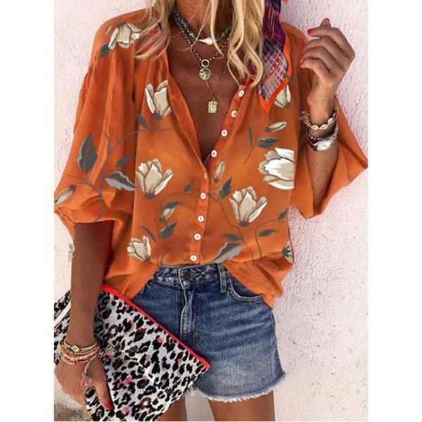 women's blouses shirts women shirt printed lantern sleeve single breasted vneck ladies summer outdoor loose casual comfy female outfits, White
women's blouses shirts women shirt printed lantern sleeve single breasted vneck ladies summer outdoor loose casual comfy female outfits, White