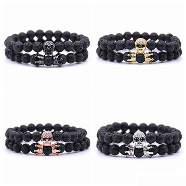 beaded 10pc/set lava stone skeleton bracelet beads for men women with cubic zircon double crown natural handmade jewelry dro dhgarden dhgml, Black
beaded 10pc/set lava stone skeleton bracelet beads for men women with cubic zircon double crown natural handmade jewelry dro dhgarden dhgml, Black