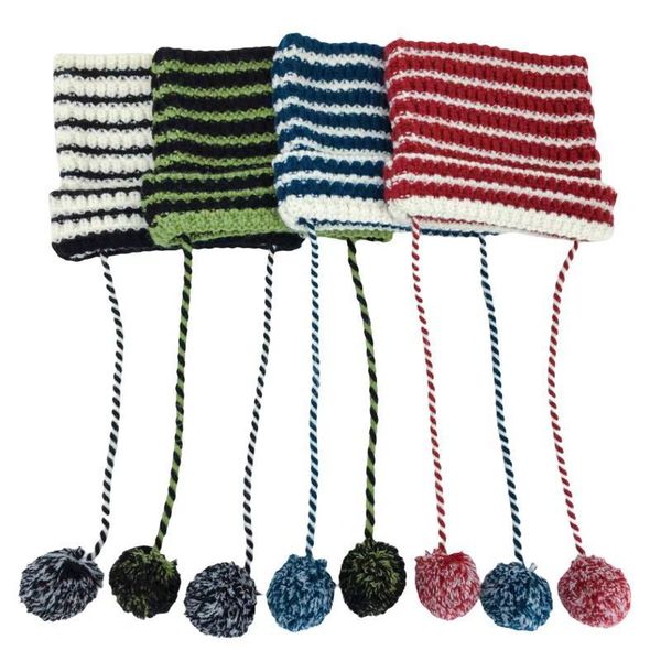 cute striped hats for women girls autumn winter warm knitted hat with plush pompom ball outdoor windproof ear protection cap, Blue;gray 
cute striped hats for women girls autumn winter warm knitted hat with plush pompom ball outdoor windproof ear protection cap, Blue;gray