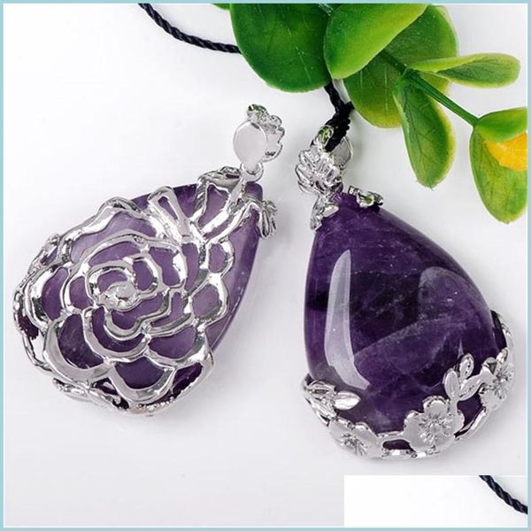 pendant necklaces selling natural purple quartz inlaid teardrop pendant reiki chakra bead for necklace gift women trendy dhgarden dhevb, Silver
pendant necklaces selling natural purple quartz inlaid teardrop pendant reiki chakra bead for necklace gift women trendy dhgarden dhevb, Silver