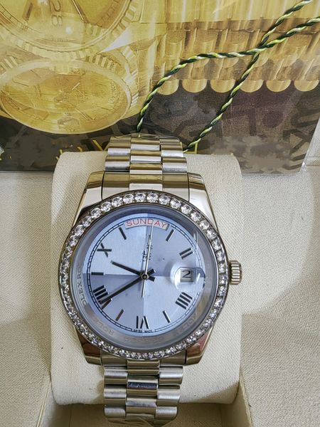 original box certificate 18k gold president male watches day date diamonds blue dial watch men stainless diamond bezel automatic wristwatch, Slivery;brown
original box certificate 18k gold president male watches day date diamonds blue dial watch men stainless diamond bezel automatic wristwatch, Slivery;brown
