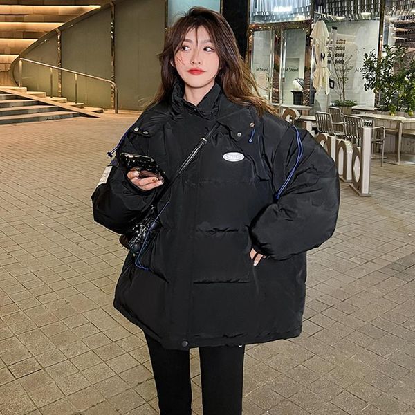women's down jacket women's winter fashion preppy style thick warm hooded parkas female coat loose white cotton clothing, Black
women's down jacket women's winter fashion preppy style thick warm hooded parkas female coat loose white cotton clothing, Black