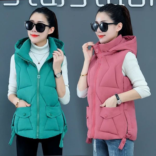 women's vests autumn winter short cotton vest hooded women jacket sleeveless coat warm ladies waistcoat 221123, Black;white
women's vests autumn winter short cotton vest hooded women jacket sleeveless coat warm ladies waistcoat 221123, Black;white