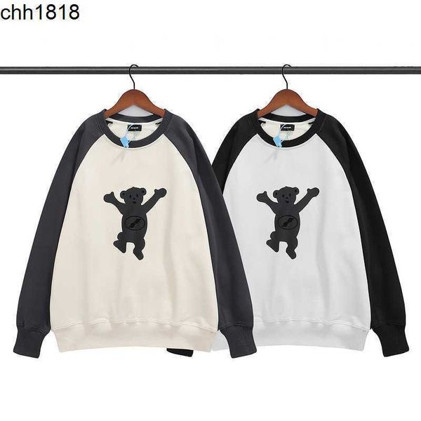 we11 korea welldone flocked bears raglan casual loose men and women's long sleeve round neck sweatshirt, Black
we11 korea welldone flocked bears raglan casual loose men and women's long sleeve round neck sweatshirt, Black