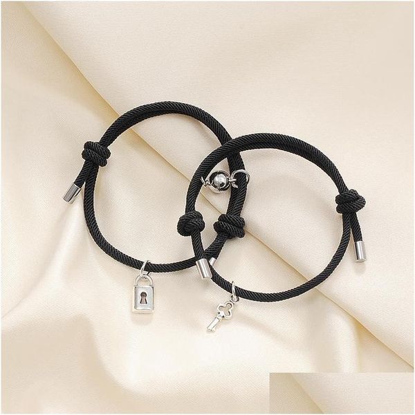 charm bracelets romantic magnet bracelet couple classic key lock pair braslet lucky black red rope braclet anniversary gift attract dhfbg, Golden;silver
charm bracelets romantic magnet bracelet couple classic key lock pair braslet lucky black red rope braclet anniversary gift attract dhfbg, Golden;silver