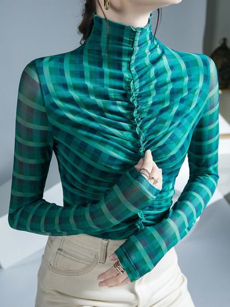 women's tshirt s2xl girls patchwork plaid mesh tshirts tees female long sleeve half turtleneck thin cropped tshirt women autumn 221124, White
women's tshirt s2xl girls patchwork plaid mesh tshirts tees female long sleeve half turtleneck thin cropped tshirt women autumn 221124, White