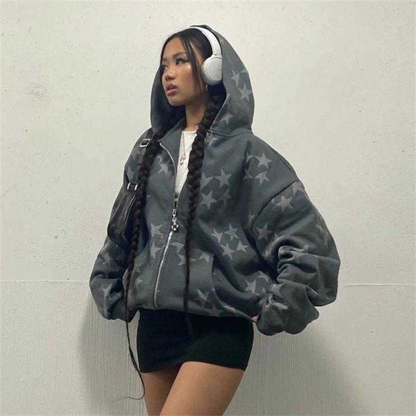 women vintage star print hoodies fashion casual zip up long sleeve loose jacket coats harajuku hooded sweatshirts y2k streetwear, Black
women vintage star print hoodies fashion casual zip up long sleeve loose jacket coats harajuku hooded sweatshirts y2k streetwear, Black