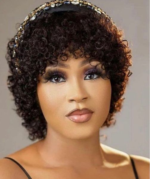 voluminous fluffy pixie cut short curl human hair wigs with bangs 8inch bob afro kinky curly glueless hd none lace wigs 150%density, Black;brown
voluminous fluffy pixie cut short curl human hair wigs with bangs 8inch bob afro kinky curly glueless hd none lace wigs 150%density, Black;brown