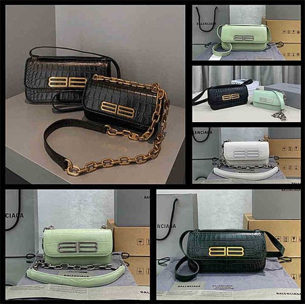 2022 paris armpit bags chain bar hourglass tofu bag cowhide crocodile pattern aristocratic family one shoulder messenger bag 14nf